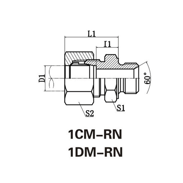Метрический мужчина 6o ° Seat Sceedingor Связанный конец шпильки