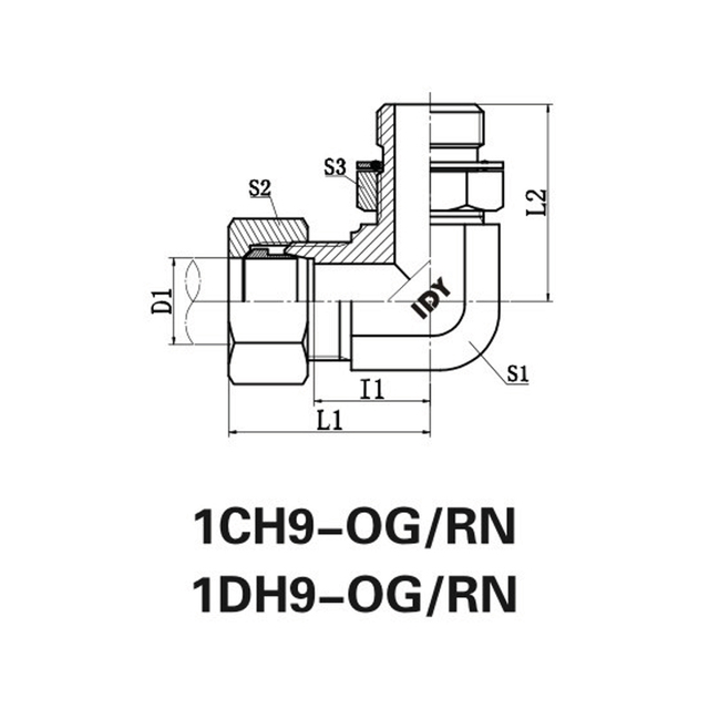 90 ° Метрическая метрическая мужская нить. Регулируемые кончики шпильки IS0 6149